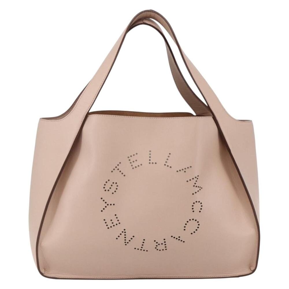 Stella Mccartney Leather Stella Logo Tote Bag Beige